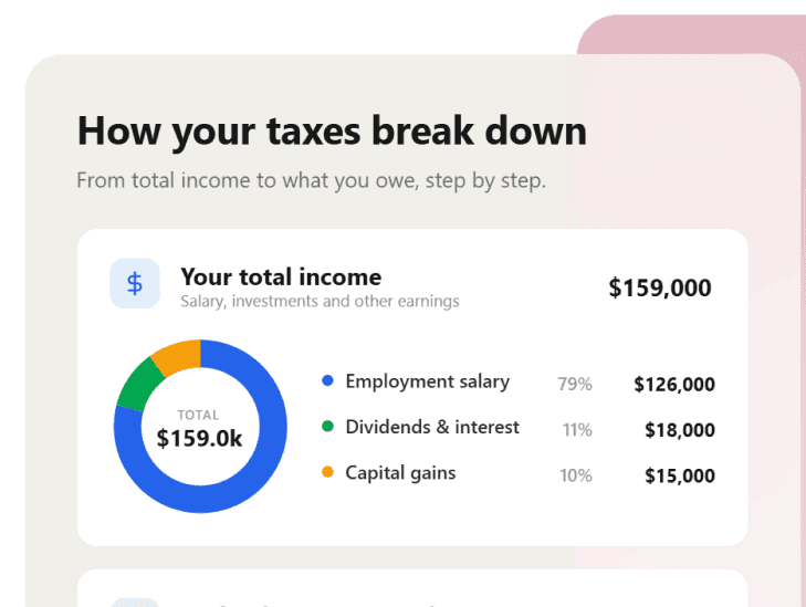 Expat tax outlook screen showing residency and treaty insights