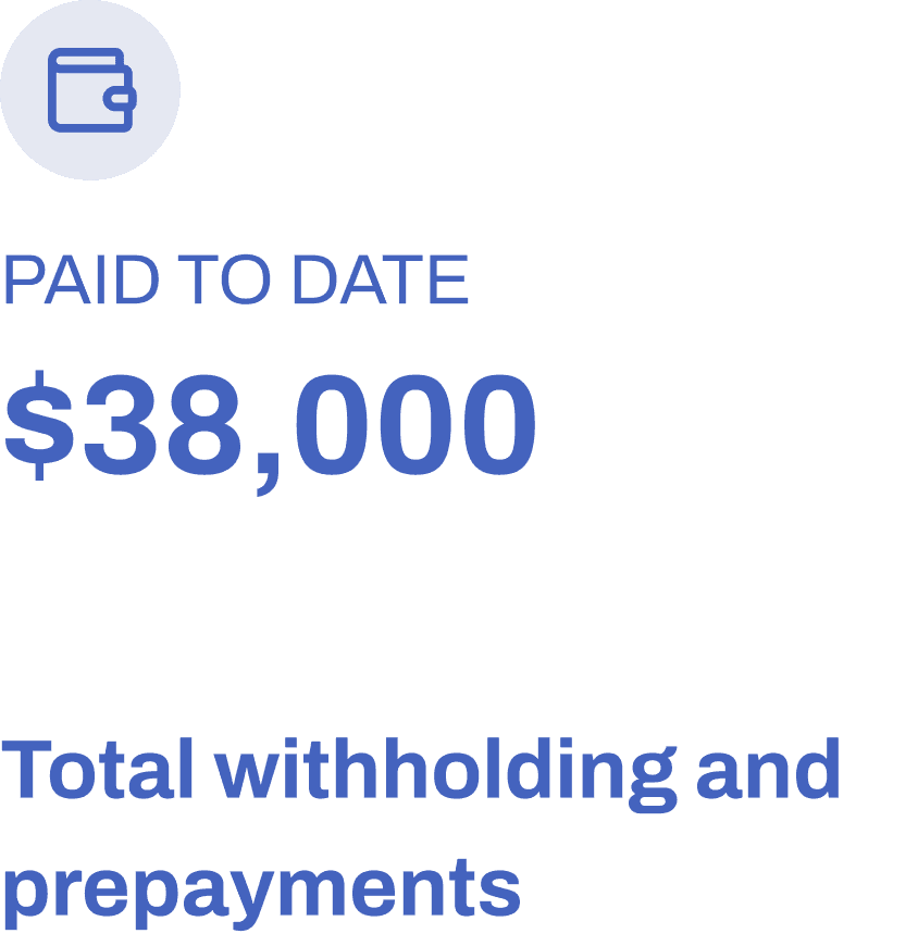 Tax summary card showing paid-to-date amount